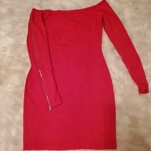 Red body con dress